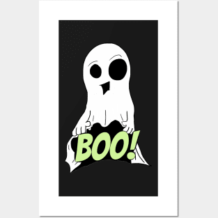 Funny Ghost Halloween Flashing Boo Posters and Art